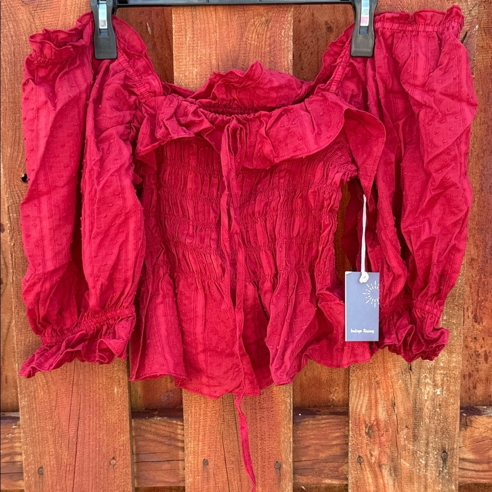 Adelyn Rae Scarlet Off-Shoulder Blouse
